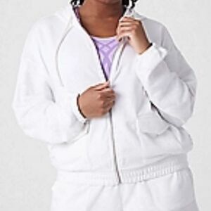 Lane Bryant LIVI Active Winter White Long-Sleeve Full Zip Hoodie Size 22/24 Mad…